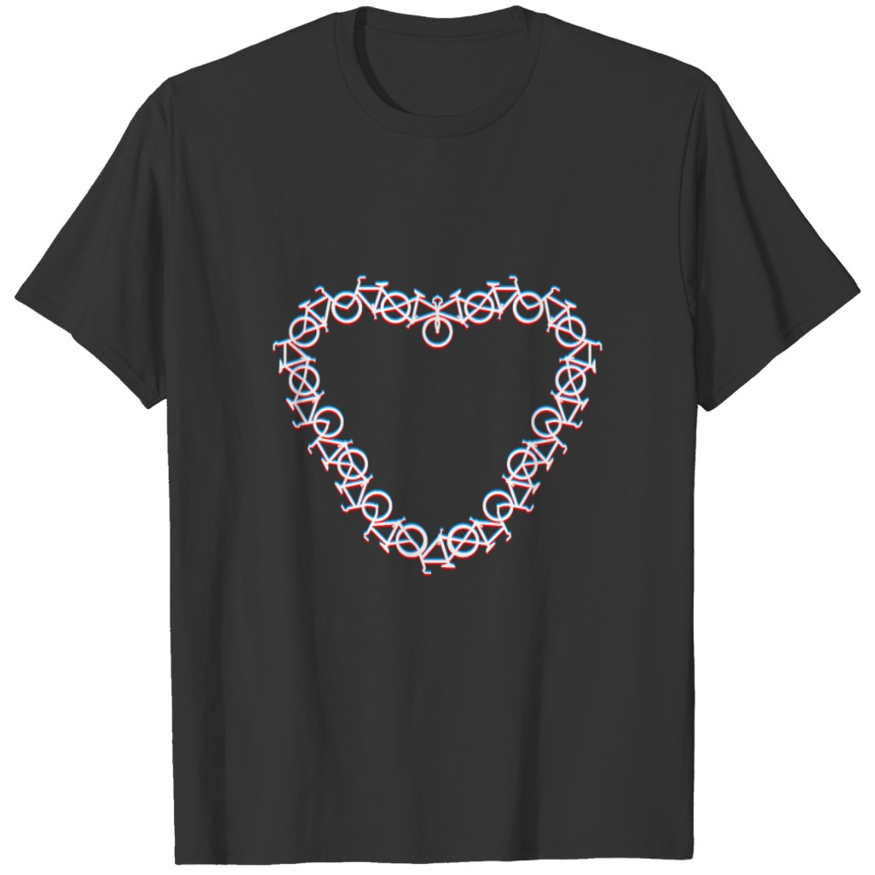 3D Heart - I love my bicycle and biking T Shirts