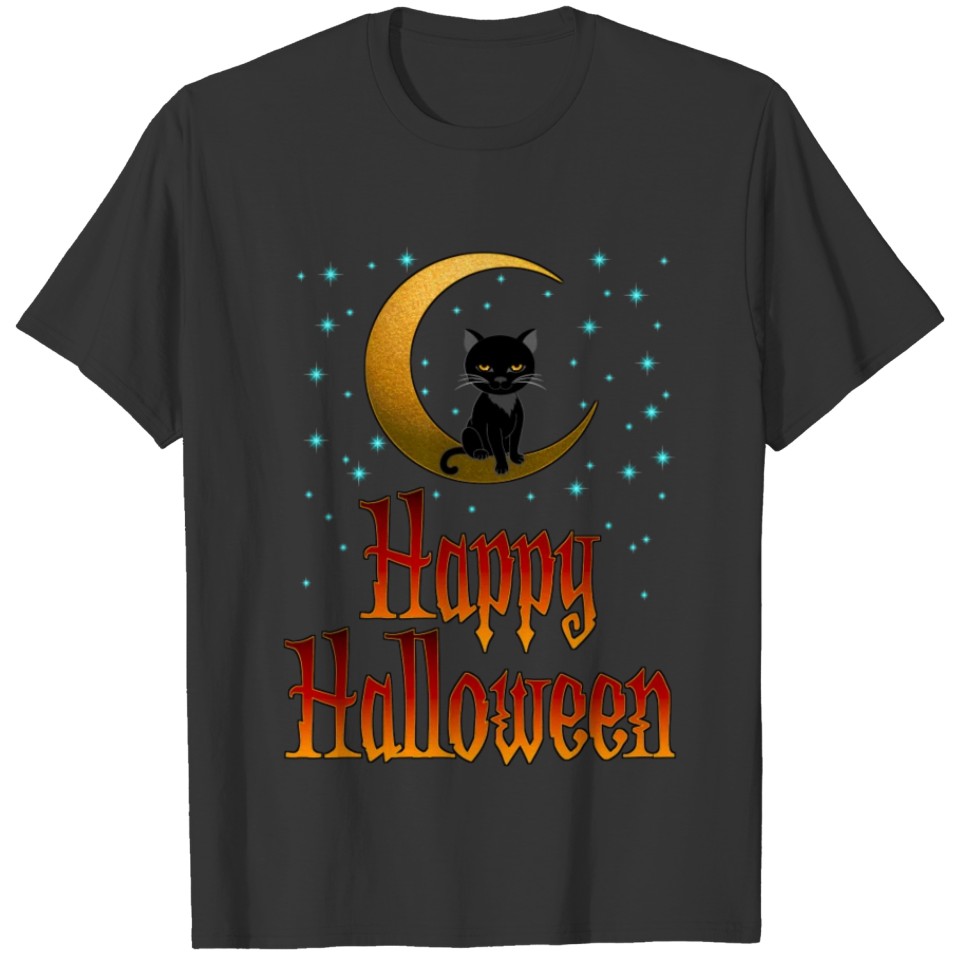 Happy Halloween Moon Cat T-shirt