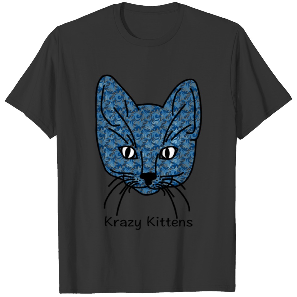 Krazy Kittens Blue Swirl T Shirts