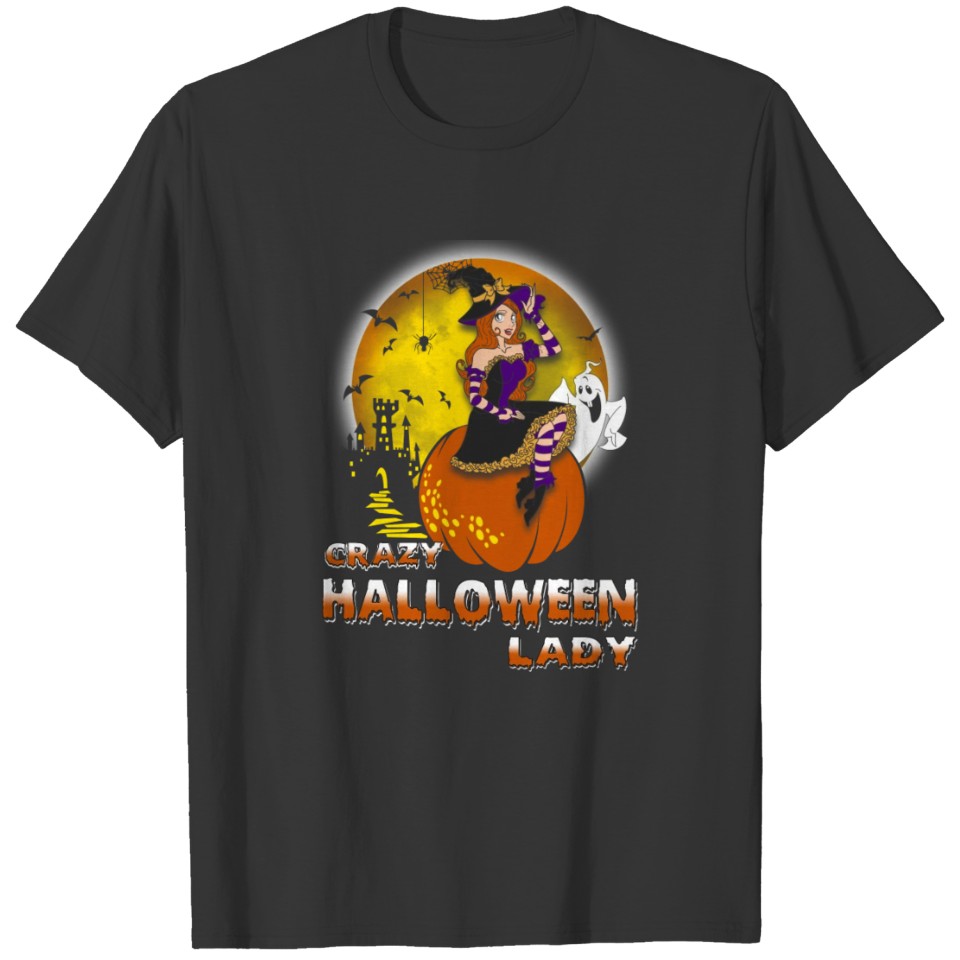 Crazy Halloween Lady Funny Halloween T shirt T-shirt