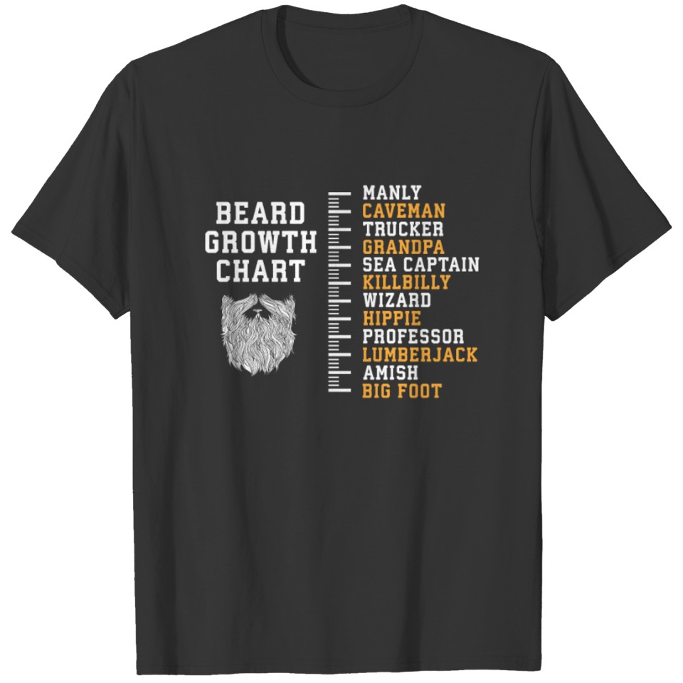(Gift)Beard Growth Chart Manly Caveman Trucker T Shirts