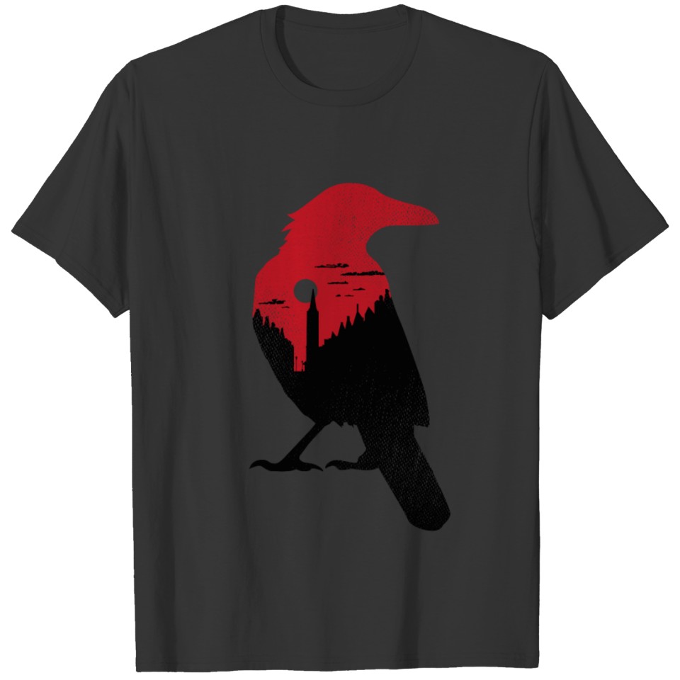 Night city crow T-shirt