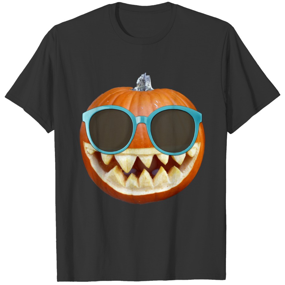 Orange Halloween Pumpkin Wearing Sunglasses T Shirts