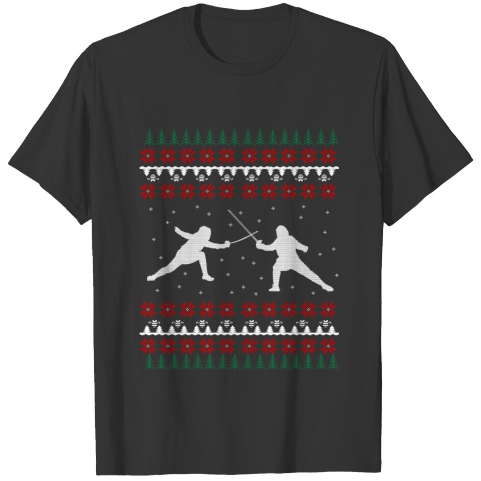 Fencing Ugly Christmas Sweater Gift T-shirt