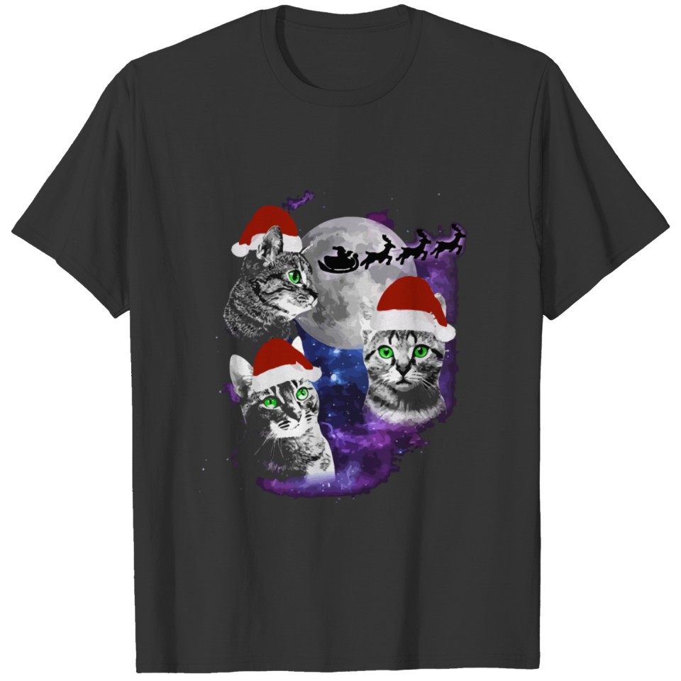Santa Three Kitten T Shirts