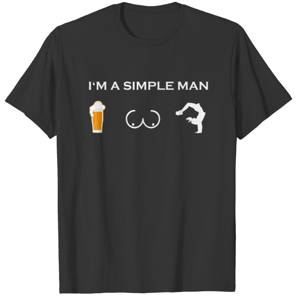 simple man like boobs bier beer titten yoga medita T-shirt