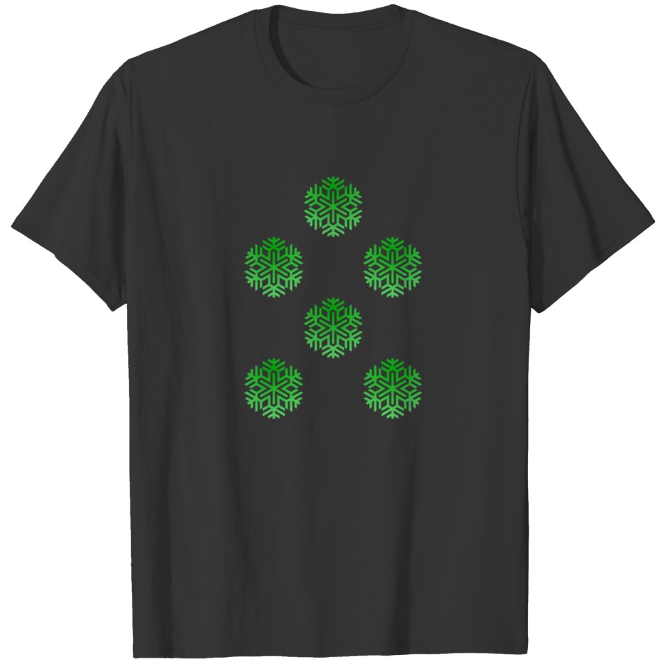 Snowflakes, green T-shirt