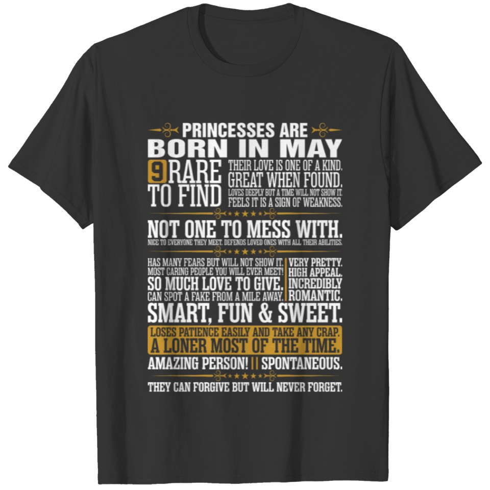 9 Rare To Find Princesses Are Born In May T-shirt