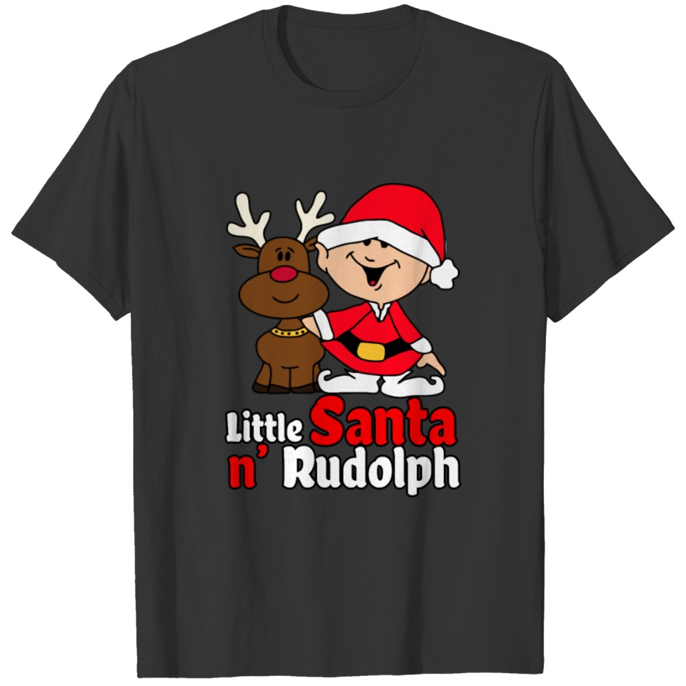 Little Santa N Rudolph funny T Shirts