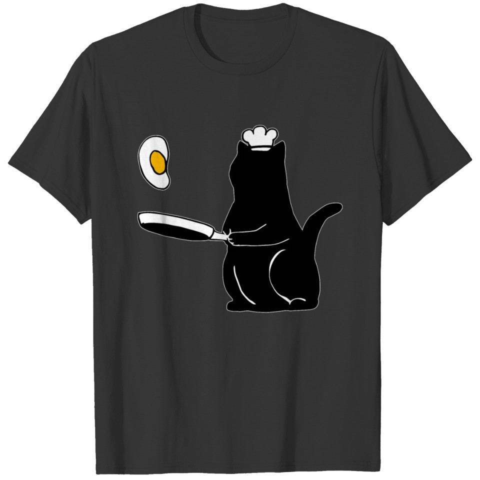 Black Cat Frying Eggs Funny Animal Lover T Shirts