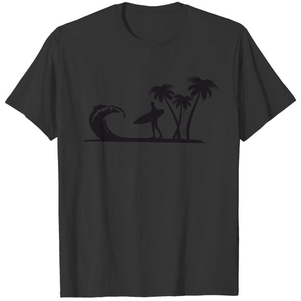 Surfer Surfing Hawaii Palm Trees Beach Boy Gift T-shirt