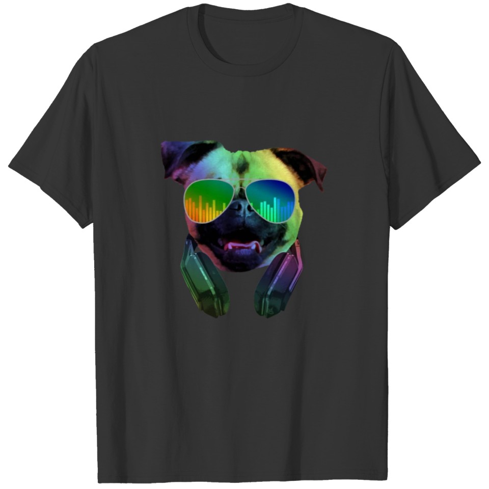 Pug Dog DJ Music tshirt T-shirt