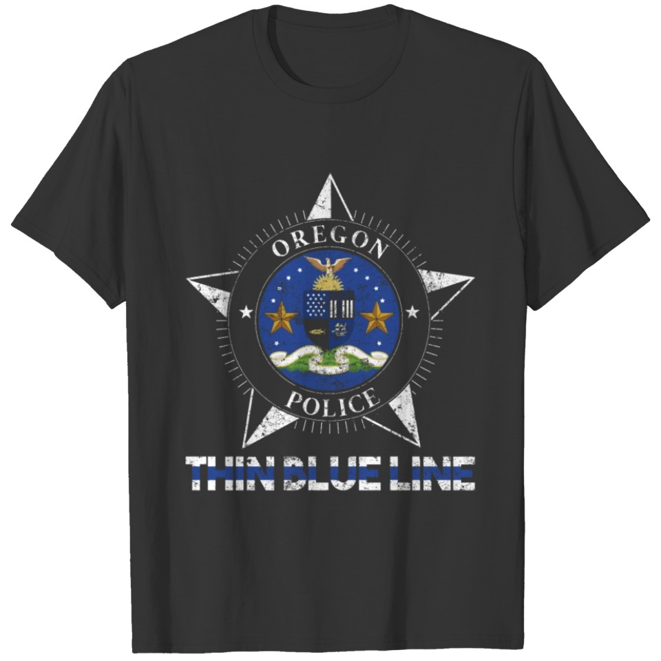 Oregon Police T Shirts Thin Blue Line Flag T Shirts
