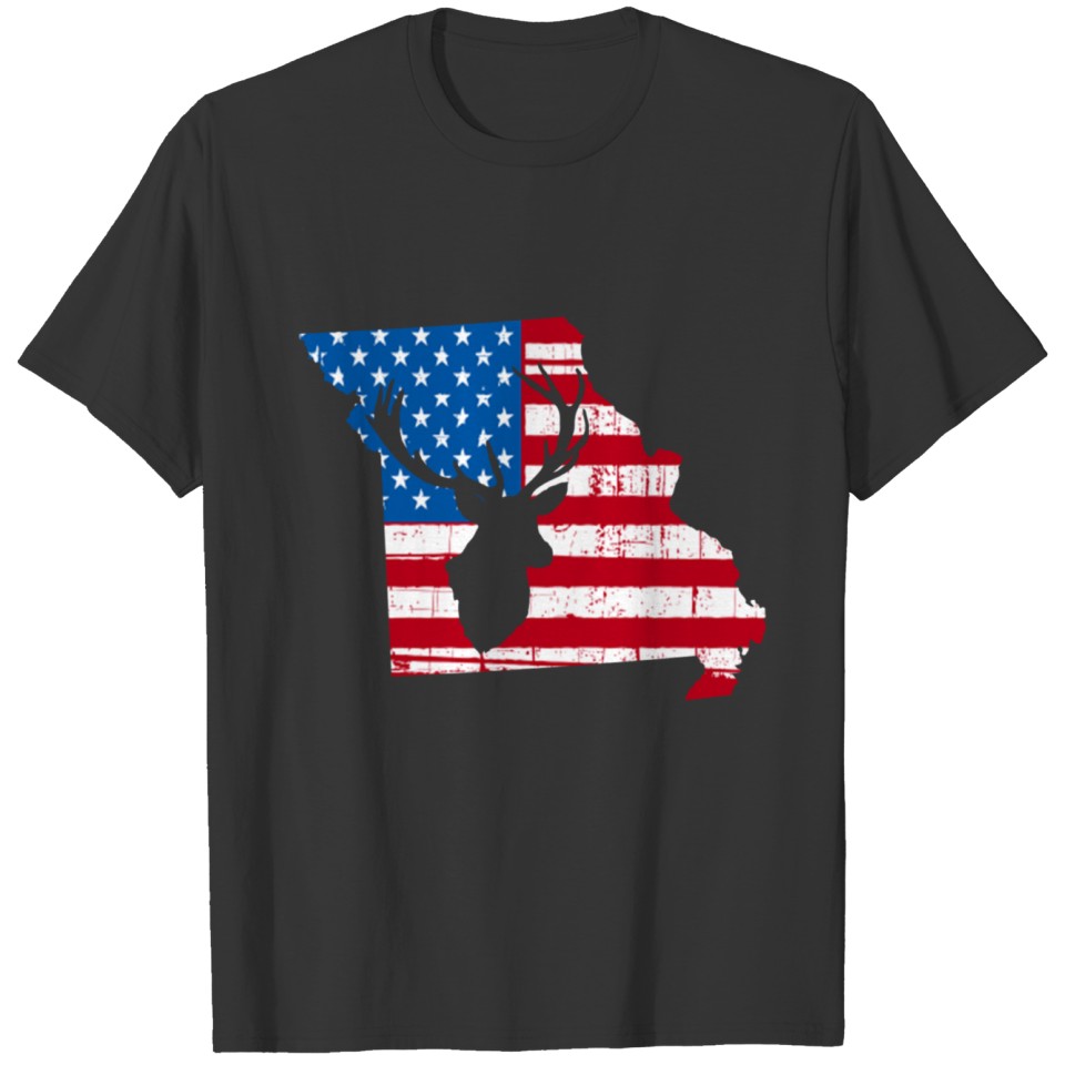 American Flag Missouri Deer Hunting Patriotic T-Sh T-shirt