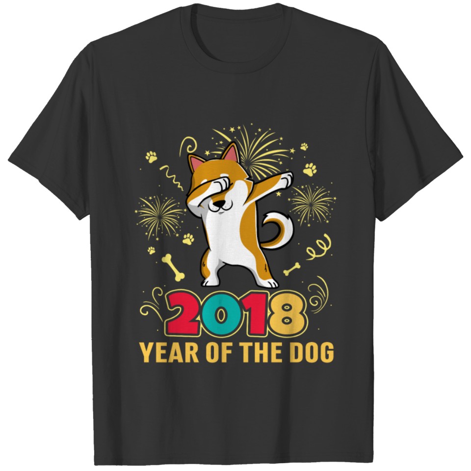 Dabbing Shiba Inu Year Of The Dog Happy New Year T-shirt