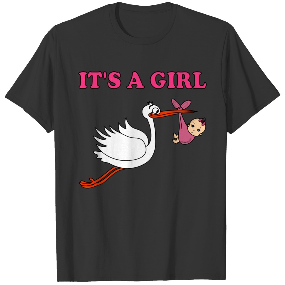 It's A Girl Baby Stork Pregnancy Pregnant Birth T-shirt