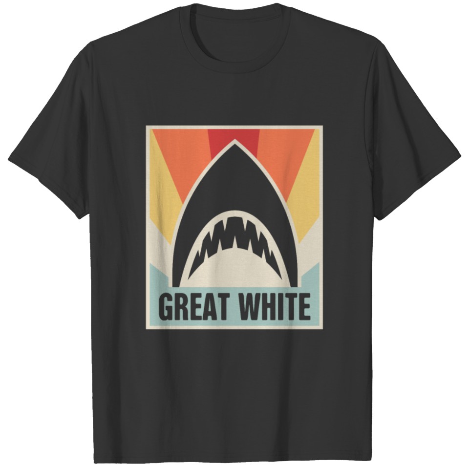 Vintage GREAT WHITE Shark Poster T Shirts