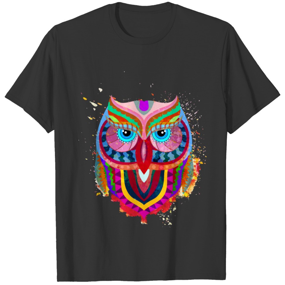 colorful owl design T Shirts