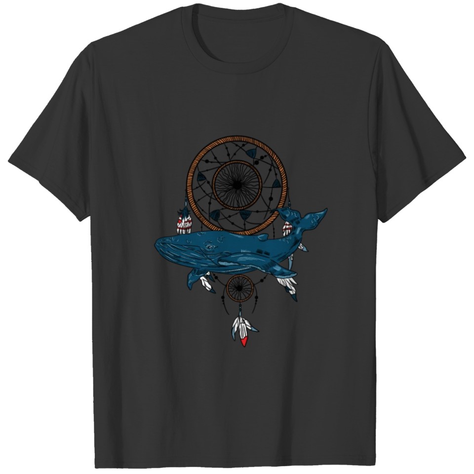 Whale T-shirt. Night whale. Dreamcatcher T-shirt
