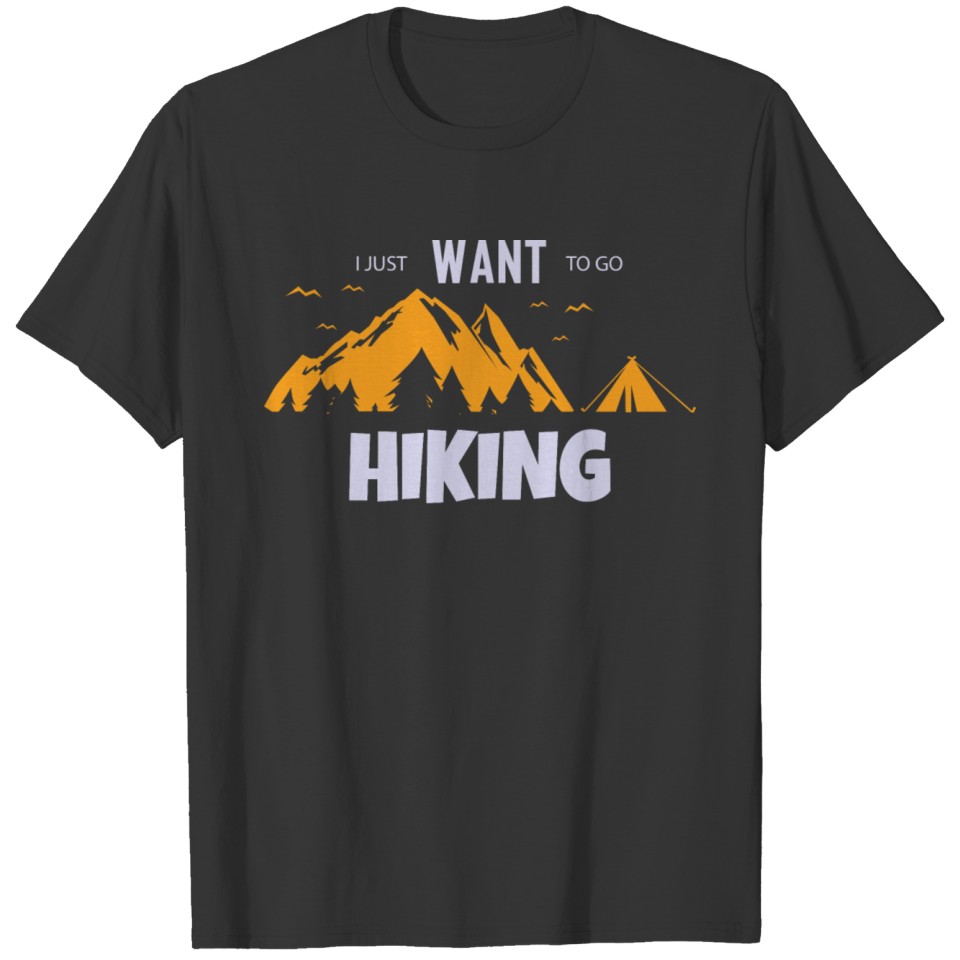J Just Want To Go Hiking Tent Mountain Tree Forest T-shirt