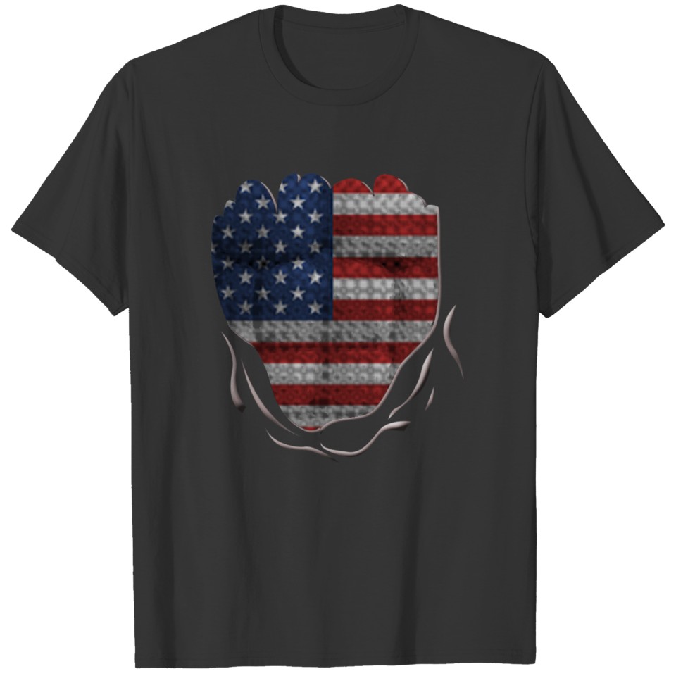 Funny America Flag Ripped Abs Muscles T-shirt