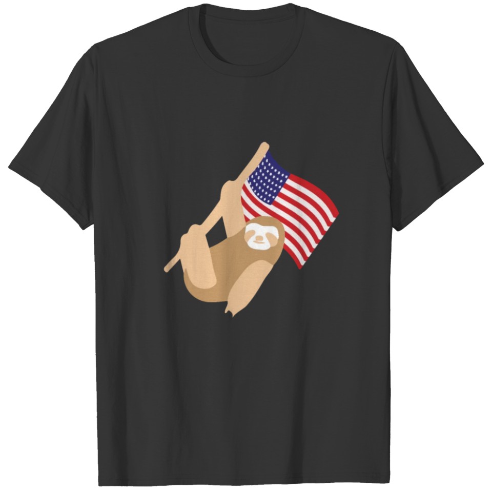 Funny Sloth 4th of July Independence US Flag Sloth T-shirt
