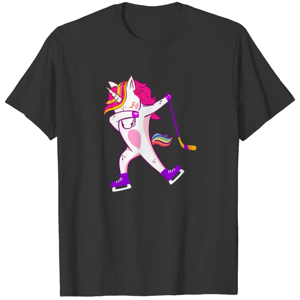 Dabbing Hockey Unicorn Purple Girls, Boys and Kids T Shirts