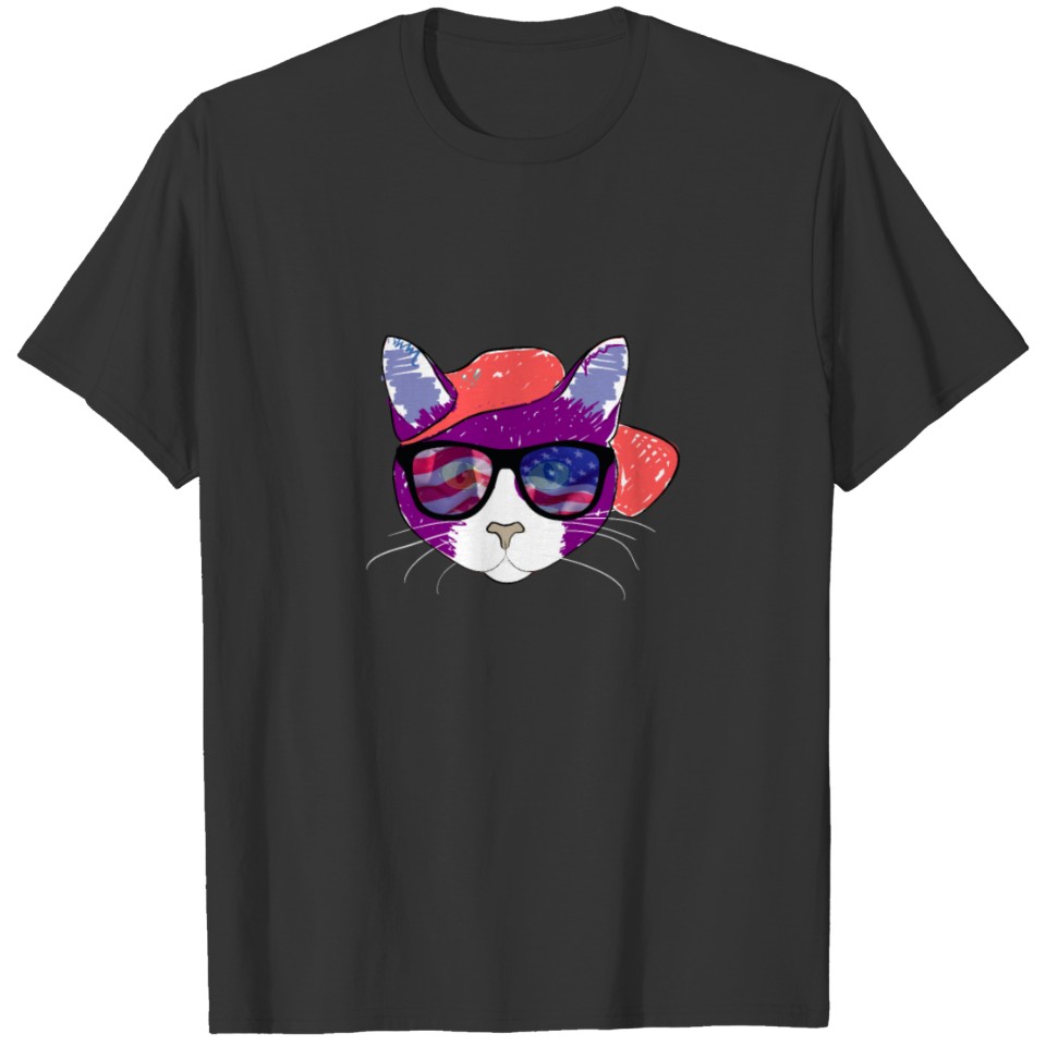 cat America Flag T-shirt