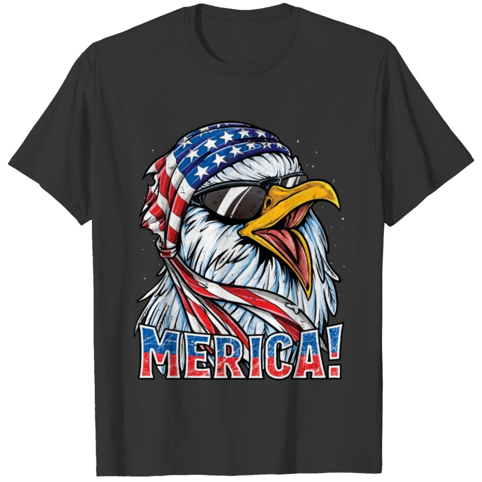 Eagle Mullet T Shirt 4th of July American Flag Merica Men T-shirt
