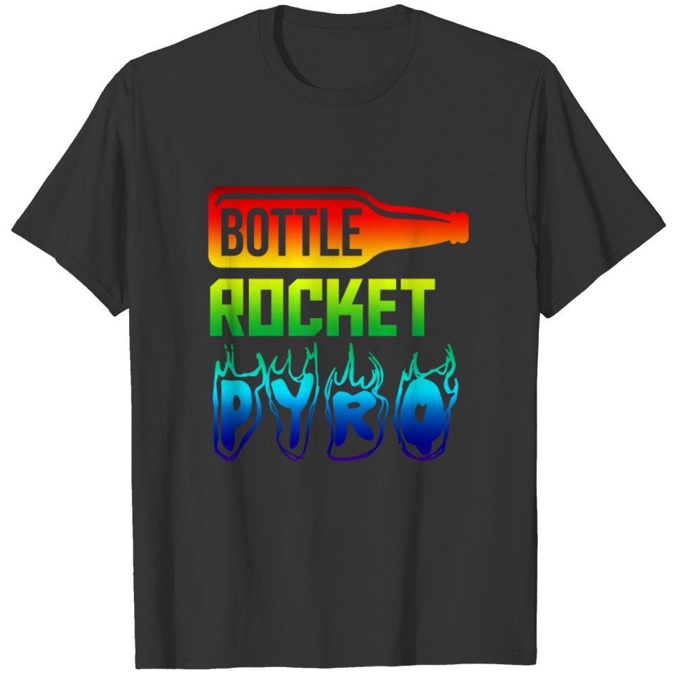 Fireworks Pyro Bottle Rocket 4th of July Rainbow T-shirt