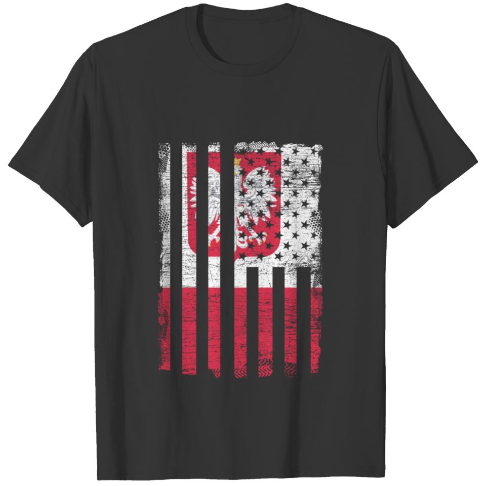 Poland Polish Flag Nation America Roots Grown USA T-shirt