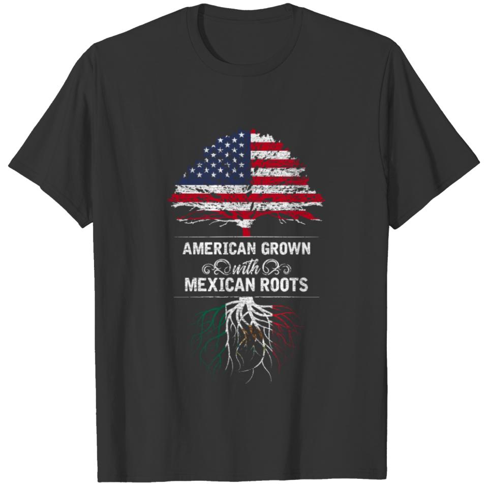 America Mexica USA Flag Roots Grown Gift Idea T-shirt