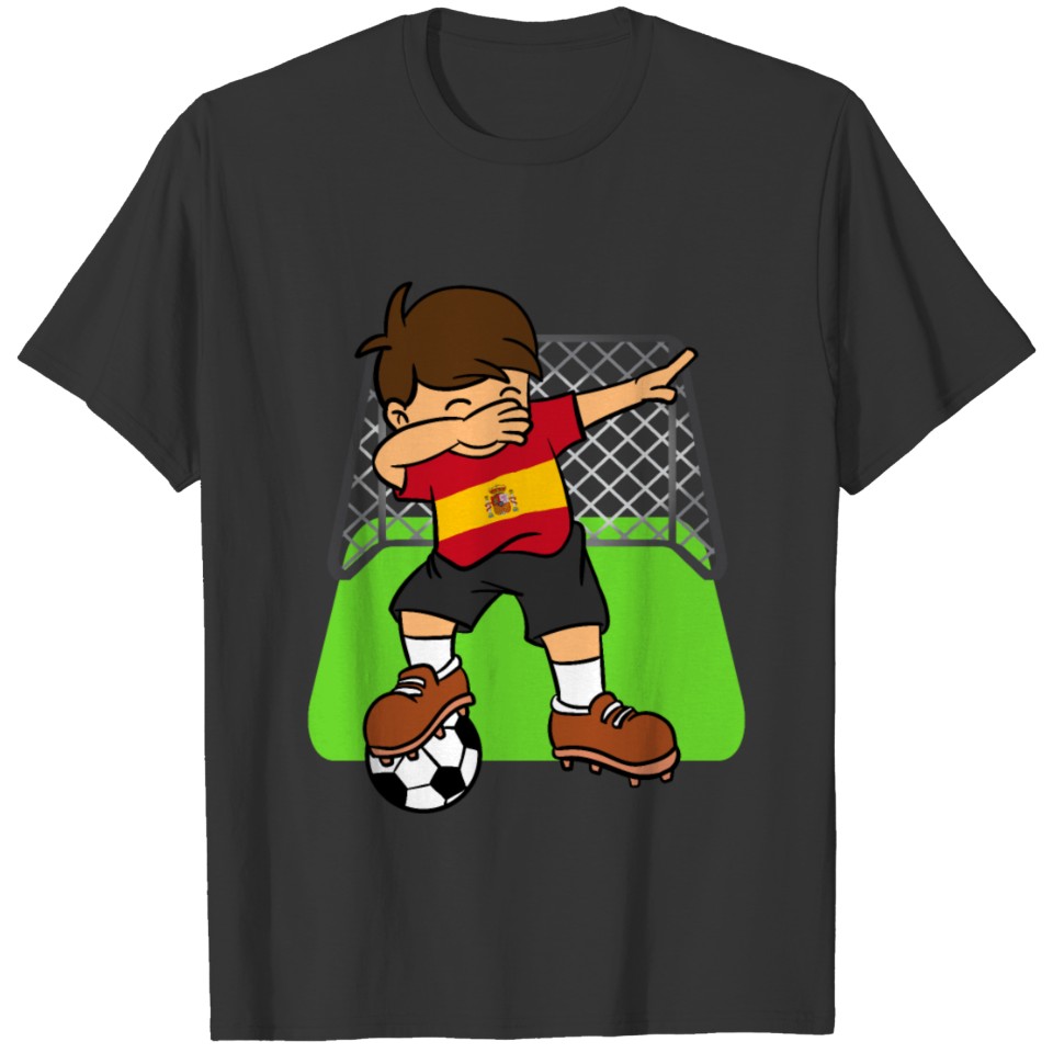 Spain Soccer Ball Dabbing Kid Spaniard Football T-shirt