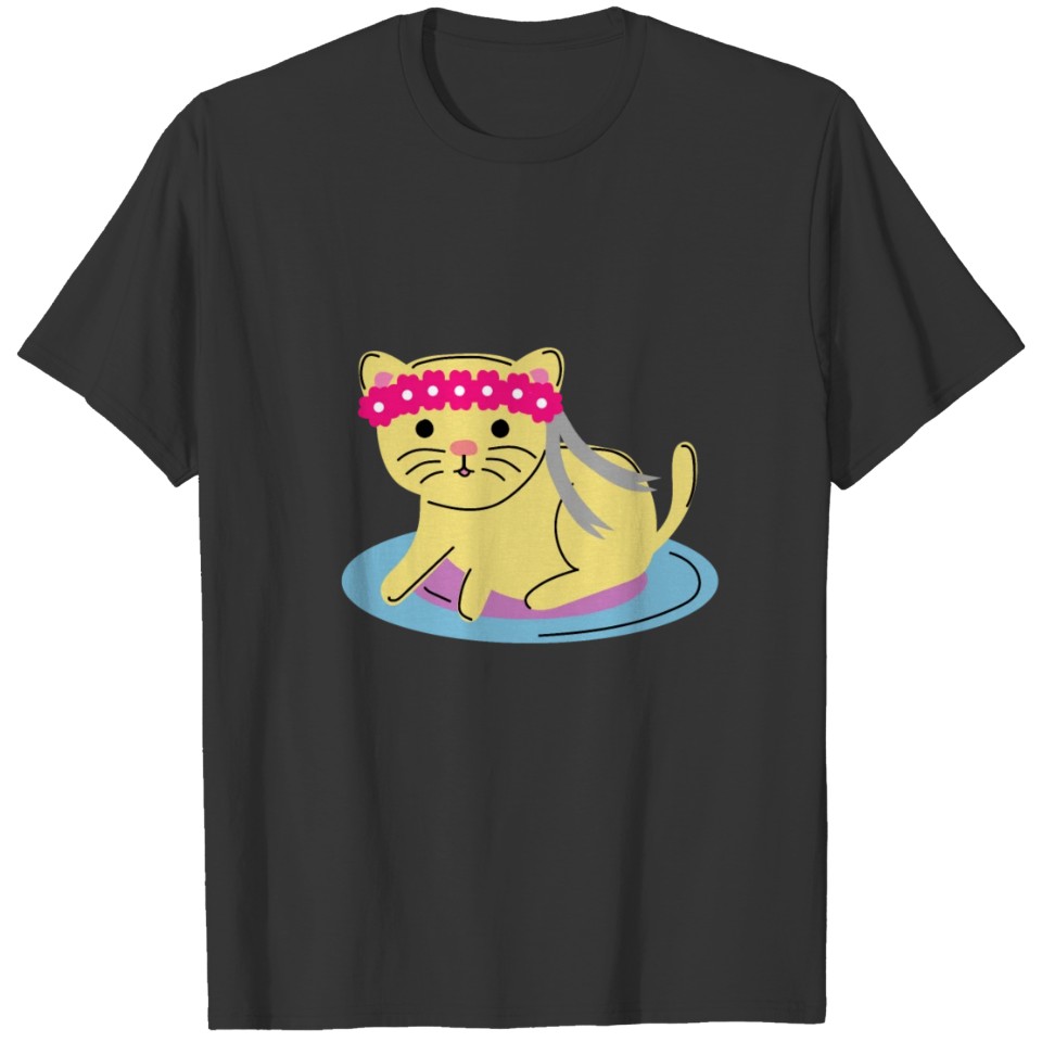 Cute cat with flower wreath in her hair T Shirts