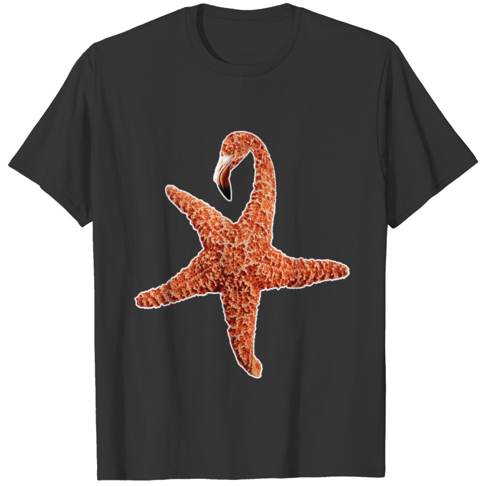 flamingo starfish cool hybrid gift idea T-shirt