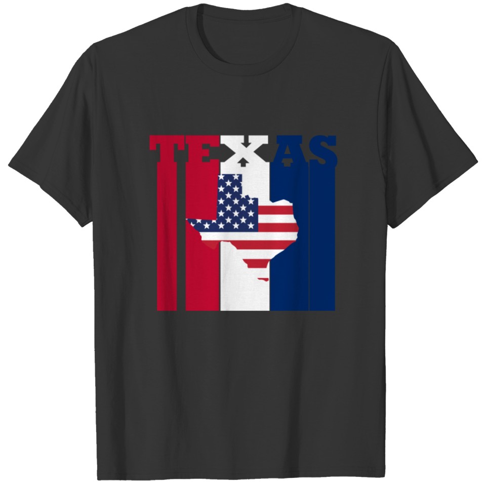 Texas American Flag Red White & Blue T-shirt