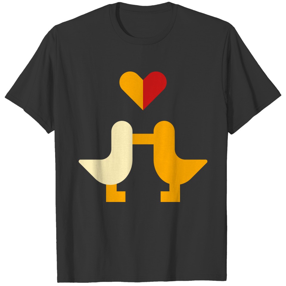 Duck Couple Love with heart T Shirts