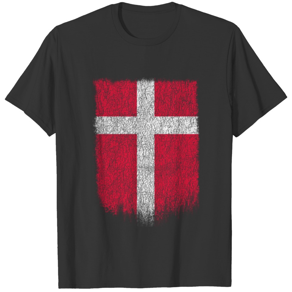 Danish Flag Shirt Denmark Flag T shirt Grunge Retro Design T-shirt