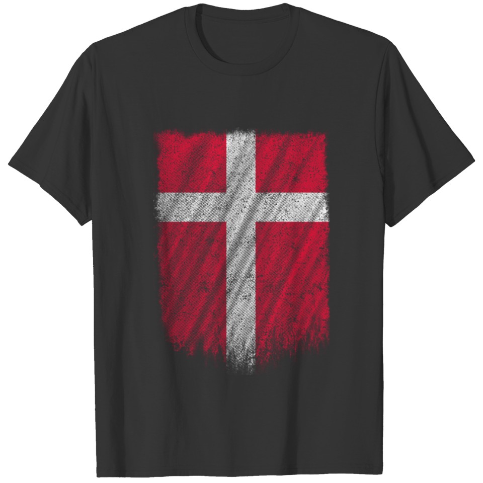 Danish Flag Shirt Denmark Flag T shirt Wavy Retro Design T-shirt