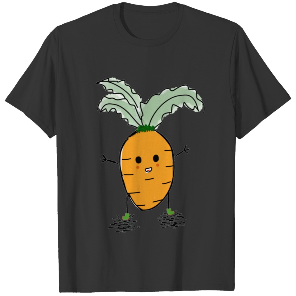 carrot vegetable oranke red cartoon comic kids T Shirts