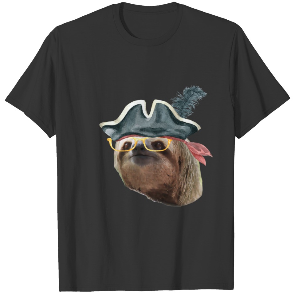 Sloth Pirate Hat yellow glasses Sloths In Clothes T-shirt
