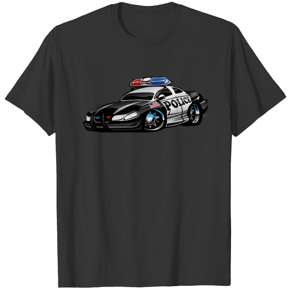 Police Muscle Car Cartoon T Shirts