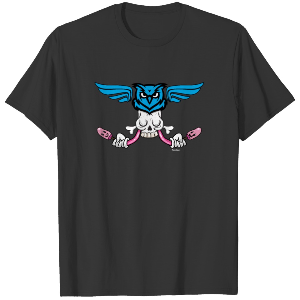 Funny Skull Owl T-shirt