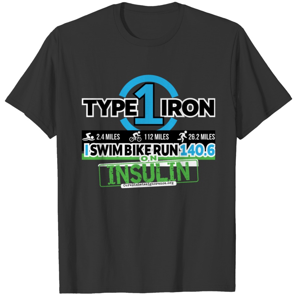 Type 1 Diabetes 140.6 Triathlon - Green/Blue/Blk T-shirt