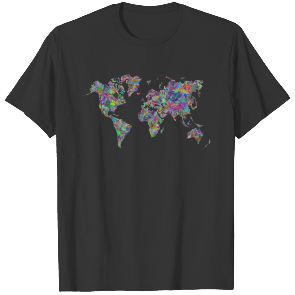 world map colorful T-shirt