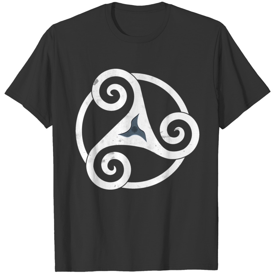 Triskele white stamped Celtic spiral T-shirt