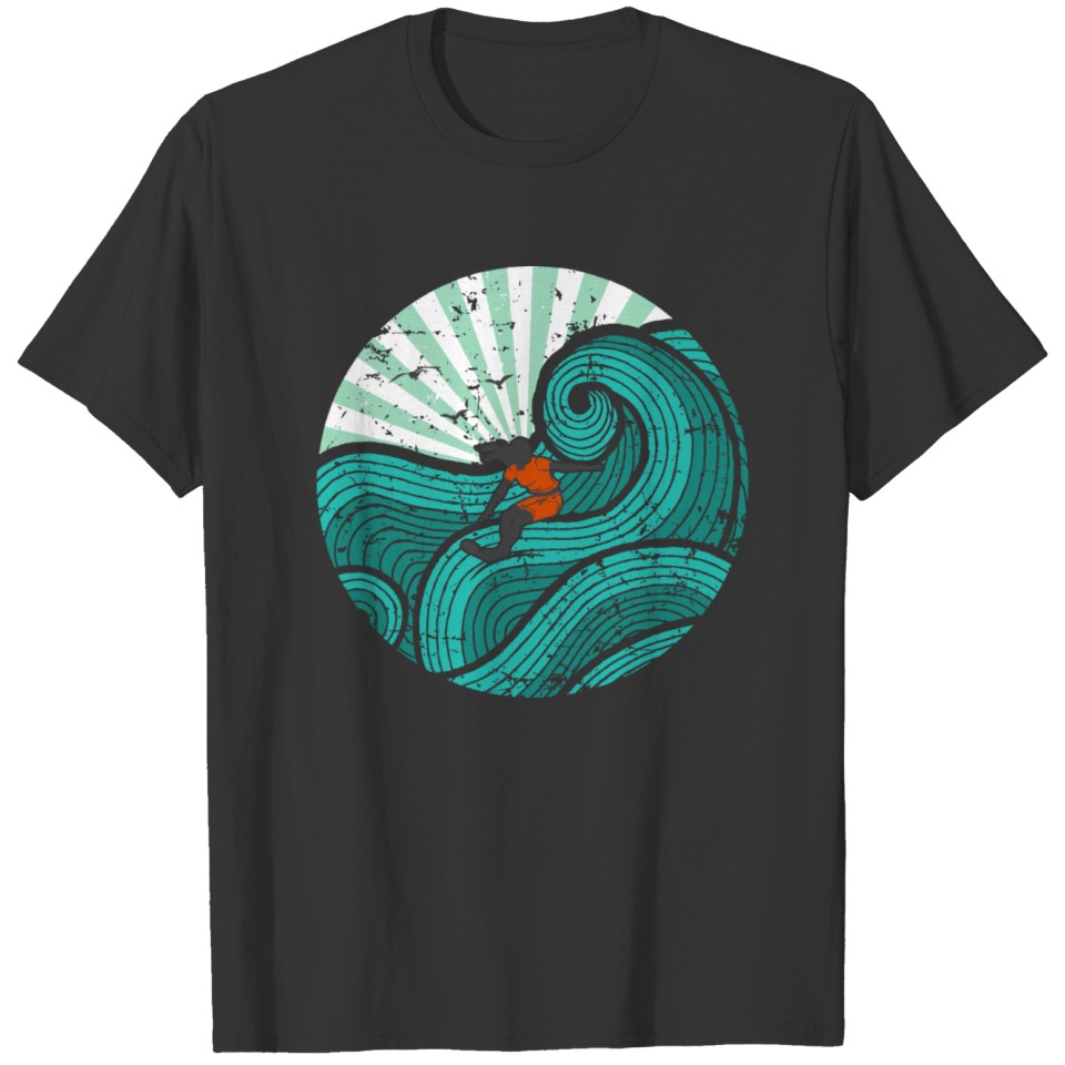 Female Surfer in Waves (turquoise) T-shirt
