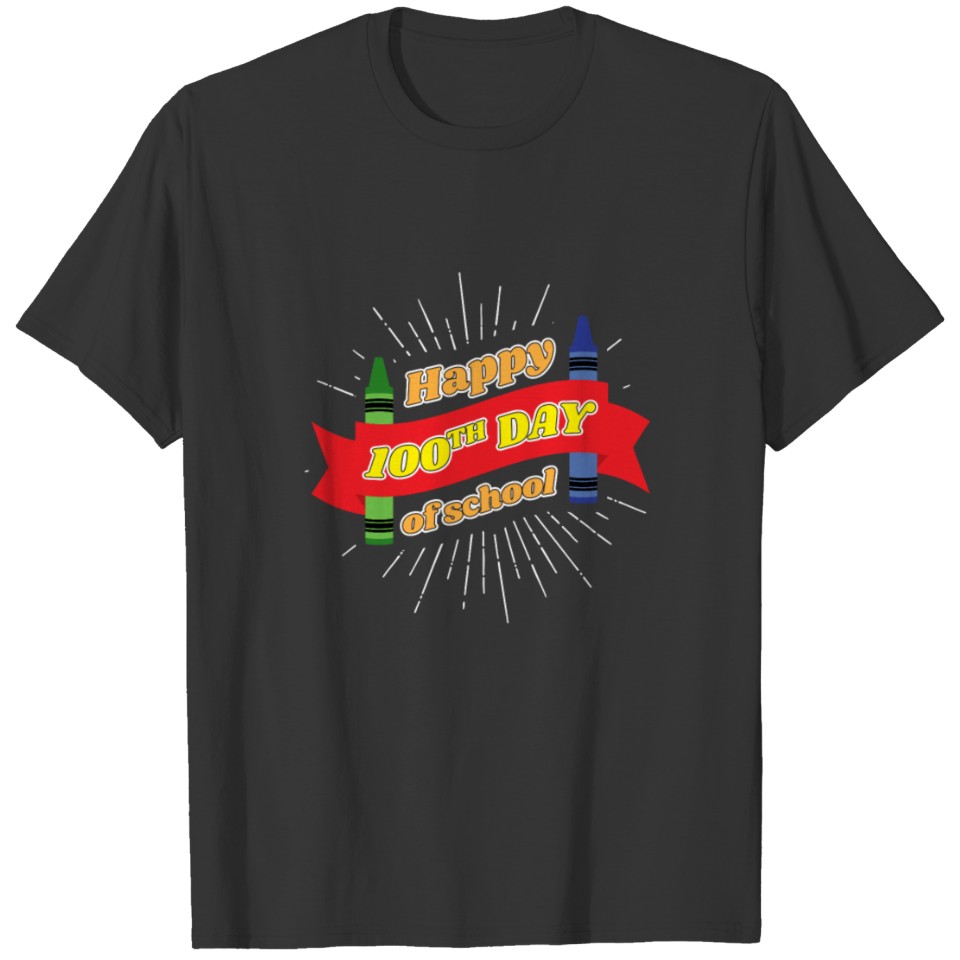 Crayons Kids Happy 100th Day of School T-shirt