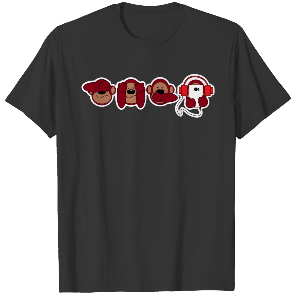 four apes phone addiction t shirt for millenials T-shirt