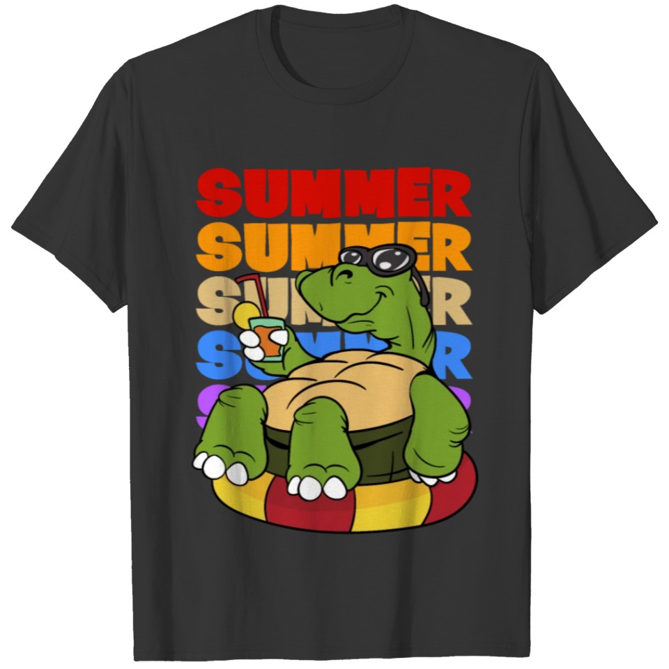 Retro Vintage Style Summer Turtle Cocktail Holiday T Shirts